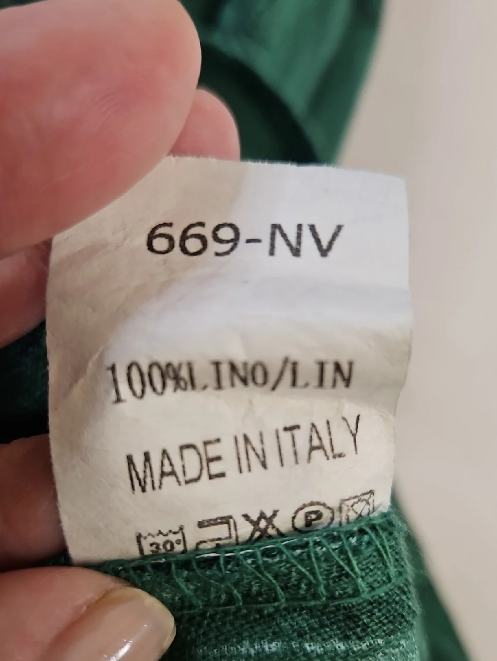 Made in Italy Green Floral Linen Dress, Size M/L